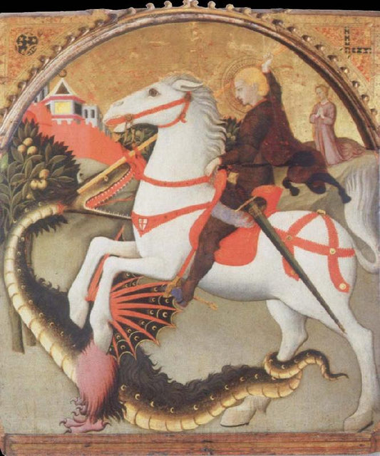 St. George and the Dragon by Sano di Pietro, vintage art, modern poster print