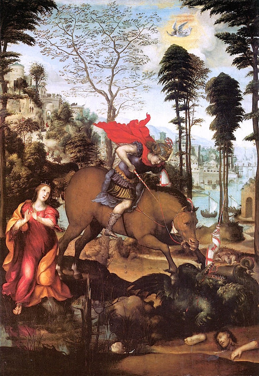 St. George and the Dragon, vintage artwork by Giovanni Antonio (Sodoma) Bazzi, A3 (16x12") Poster Print
