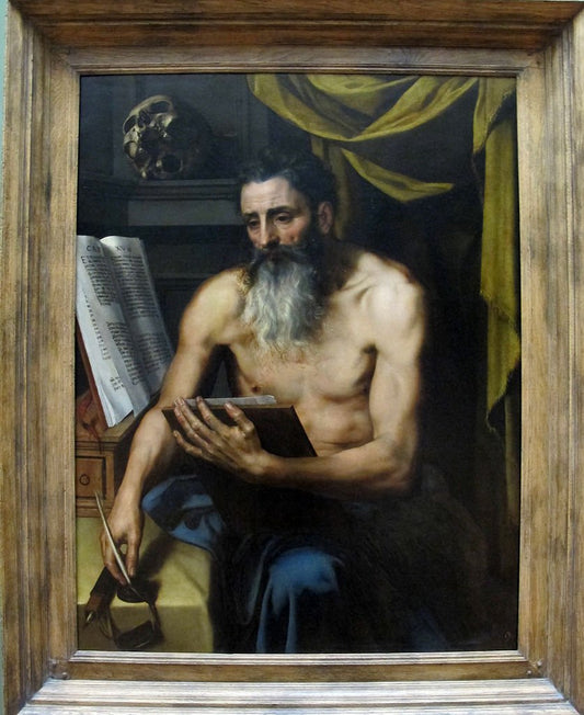 St. Jerome, vintage artwork by Adriaen Thomasz. Key, 12x8" (A4) Poster