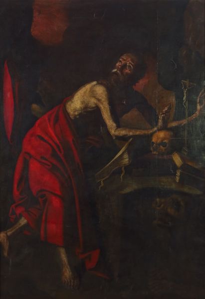 St. Jeronimo Penitent, vintage artwork by Luis Tristán de Escamilla, 12x8" (A4) Poster