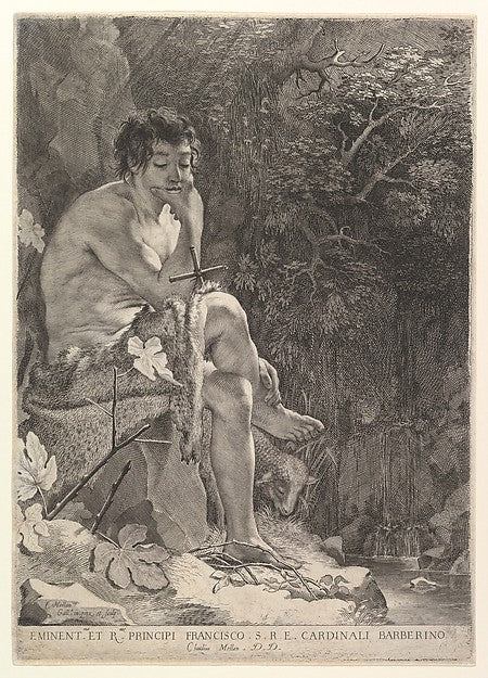 St. John the Baptist in the Wilderness 1629-Claude Mellan , vintage art, A3 (16x12") Poster Print