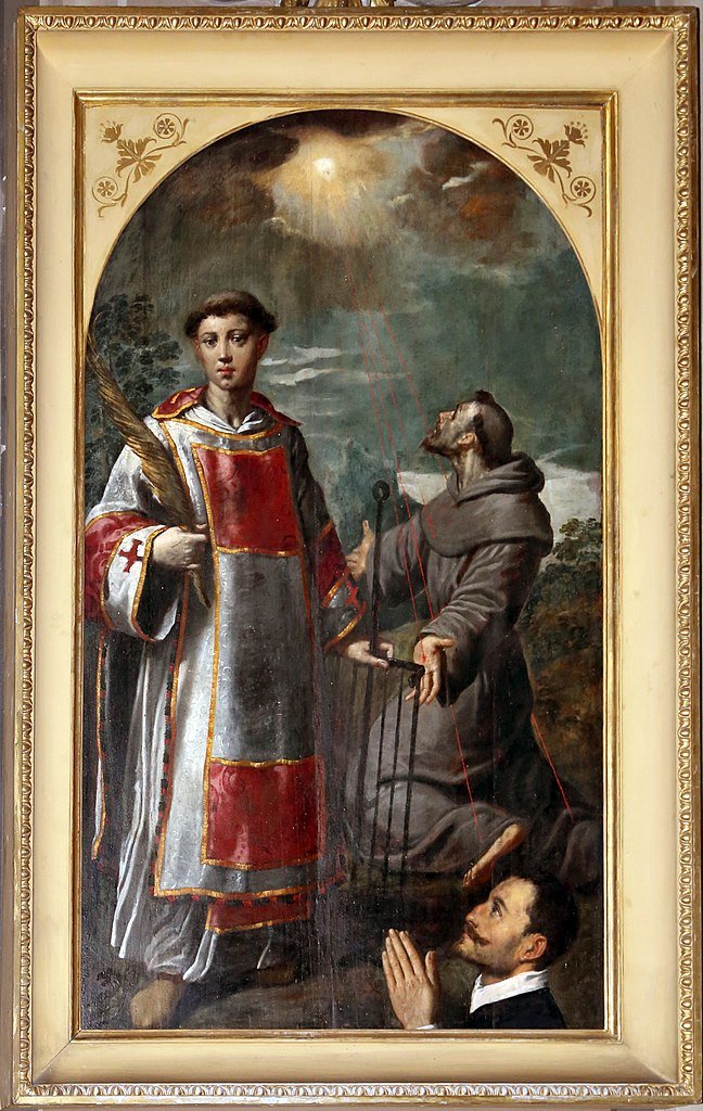St. Lawrence and St. Francis, vintage artwork by Ippolito Scarsella, A3 (16x12") Poster Print