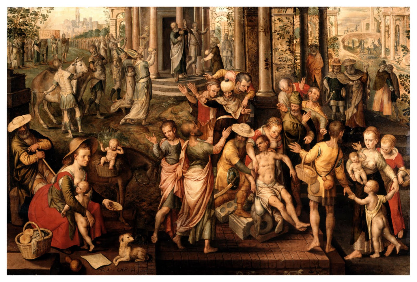 St. Paul and St. Barnabas at Lystra, vintage artwork by Joachim Beuckelaer, 12x8" (A4) Poster