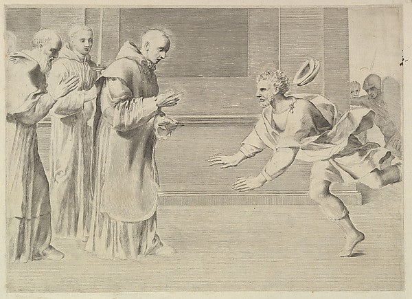 St. William Duke of Aquitaine Converted by St. Bernard-Claud, vintage art, A3 (16x12") Poster Print