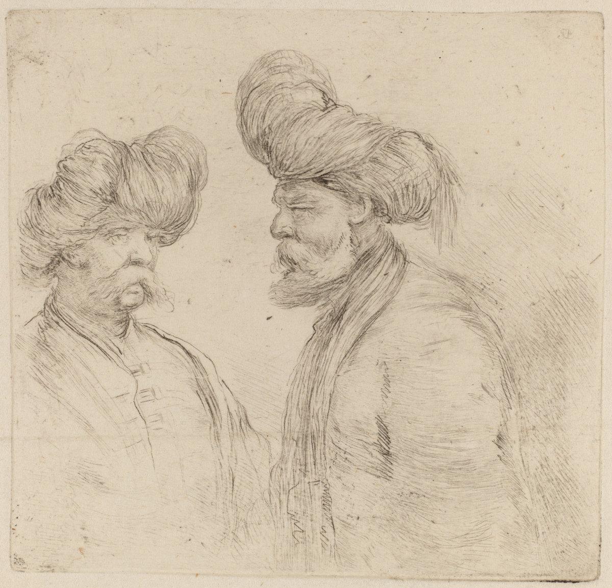 Stefano Della Bella:Two Turks,16x12"(A3) Poster