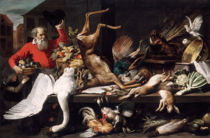 Still Life with Dead Game, Fruits, and Vegetables in a Market by Frans Snyders, 23x16"( A2 size ) Poster Print