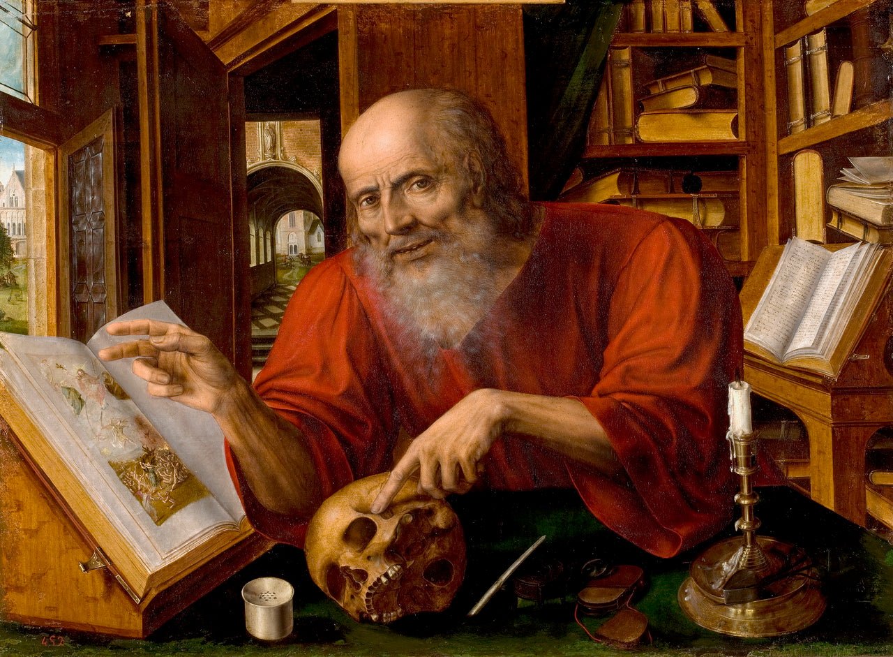 St.Jerom, vintage artwork by Jan Massys, A3 (16x12") Poster Print