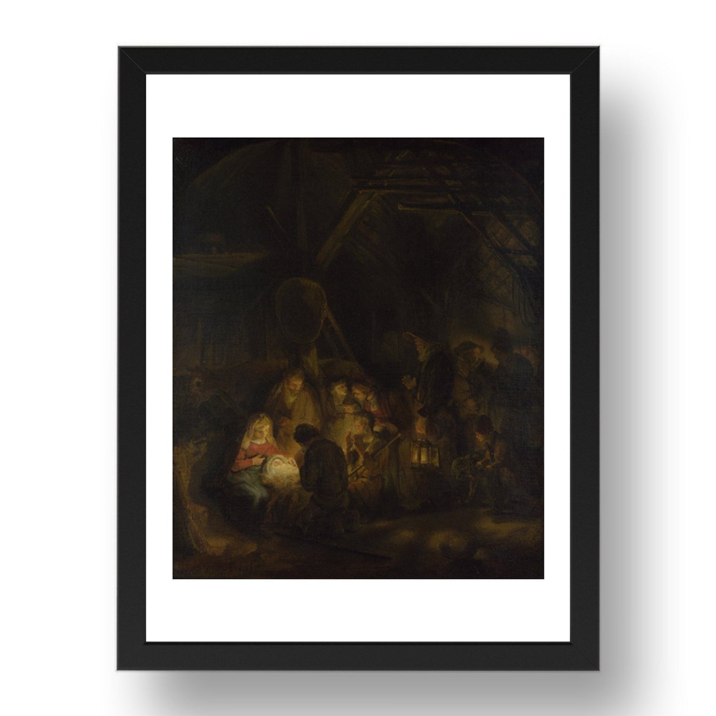 Studio of Rembrandt: The Adoration of the Shepherds, Poster in 17x13"(A3) Frame