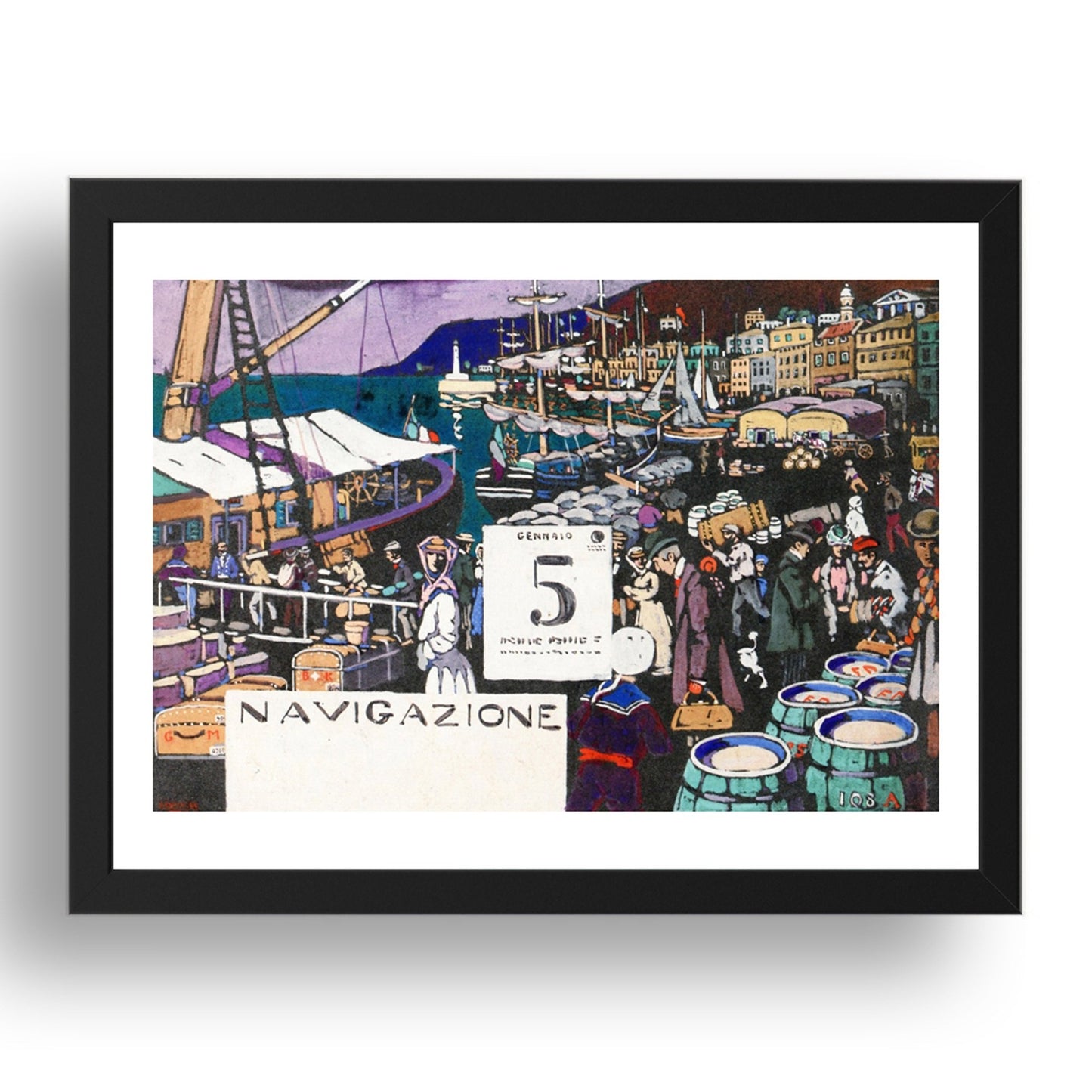 Study for a Ship Poster 1906 by Wassily Kandinsky, 17x13" Frame