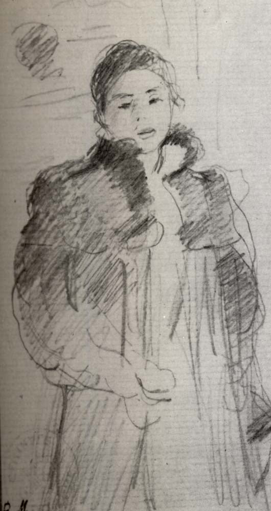 Study for  girl with the green coat 175x102  by Berthe Morisot, vintage art, modern poster print