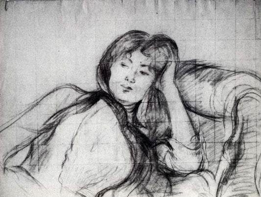 Study for   the Young woman at rest by Berthe Morisot, 1889, vintage art, modern poster print