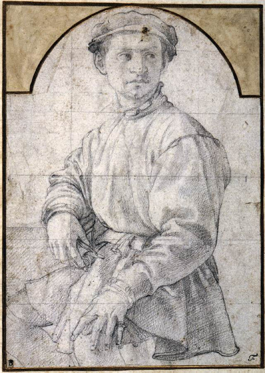 Study of a Young Man with a Lute, vintage artwork by Agnolo Bronzino, A3 (16x12") Poster Print