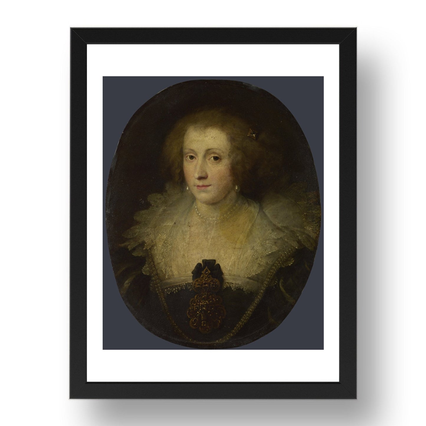 Style of Anthony van Dyck: Portrait of a Woman, Poster in 17x13"(A3) Frame