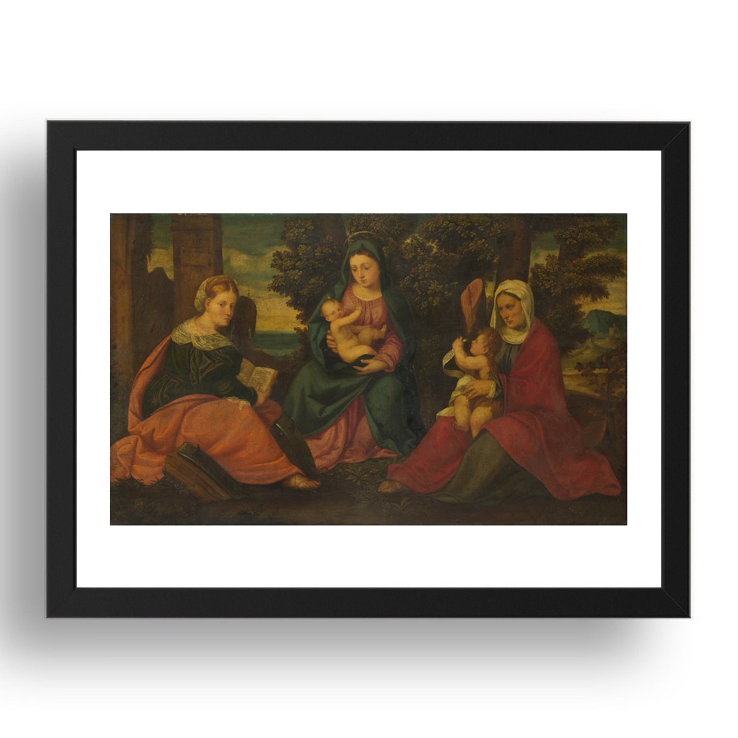 Style of Bonifazio di Pitati: The Madonna and Child with Saints, Poster in 17x13"(A3) Frame