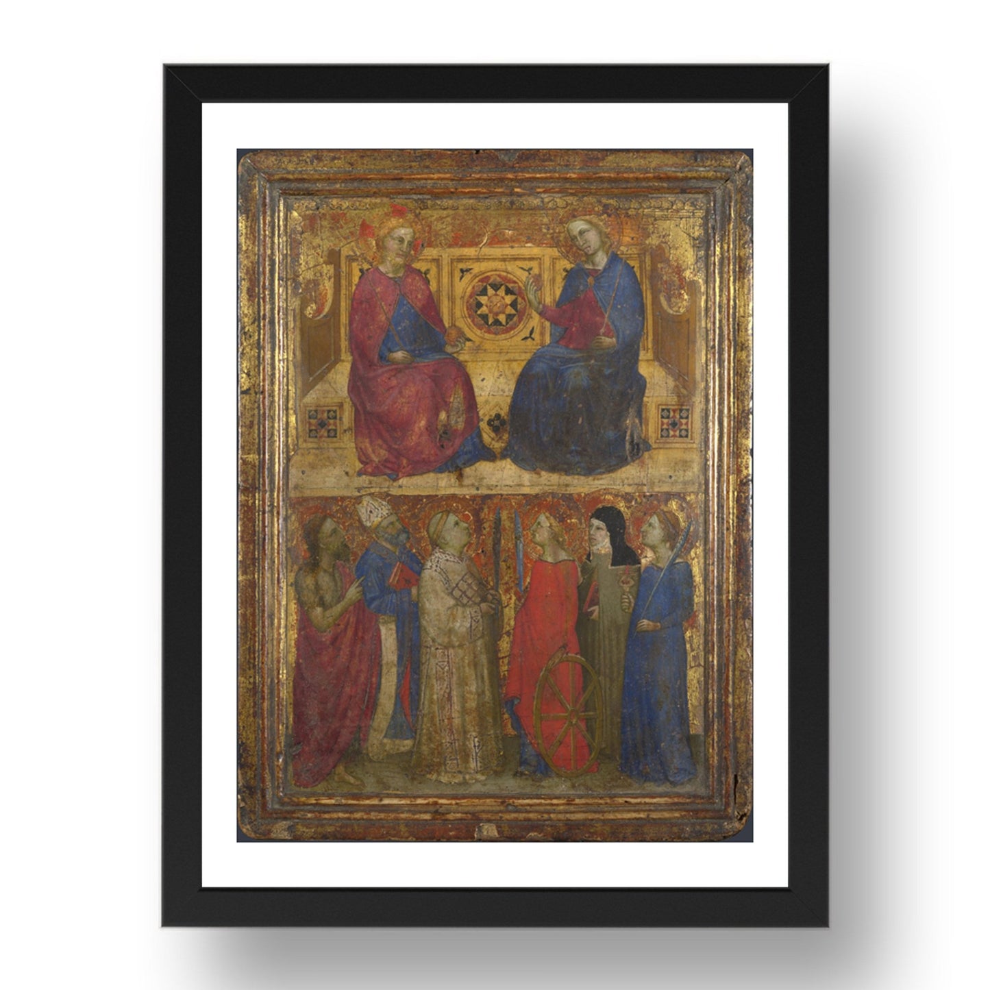 Style of Giovanni da Milano: Christ and the Virgin with Saints, Poster in 17x13"(A3) Frame