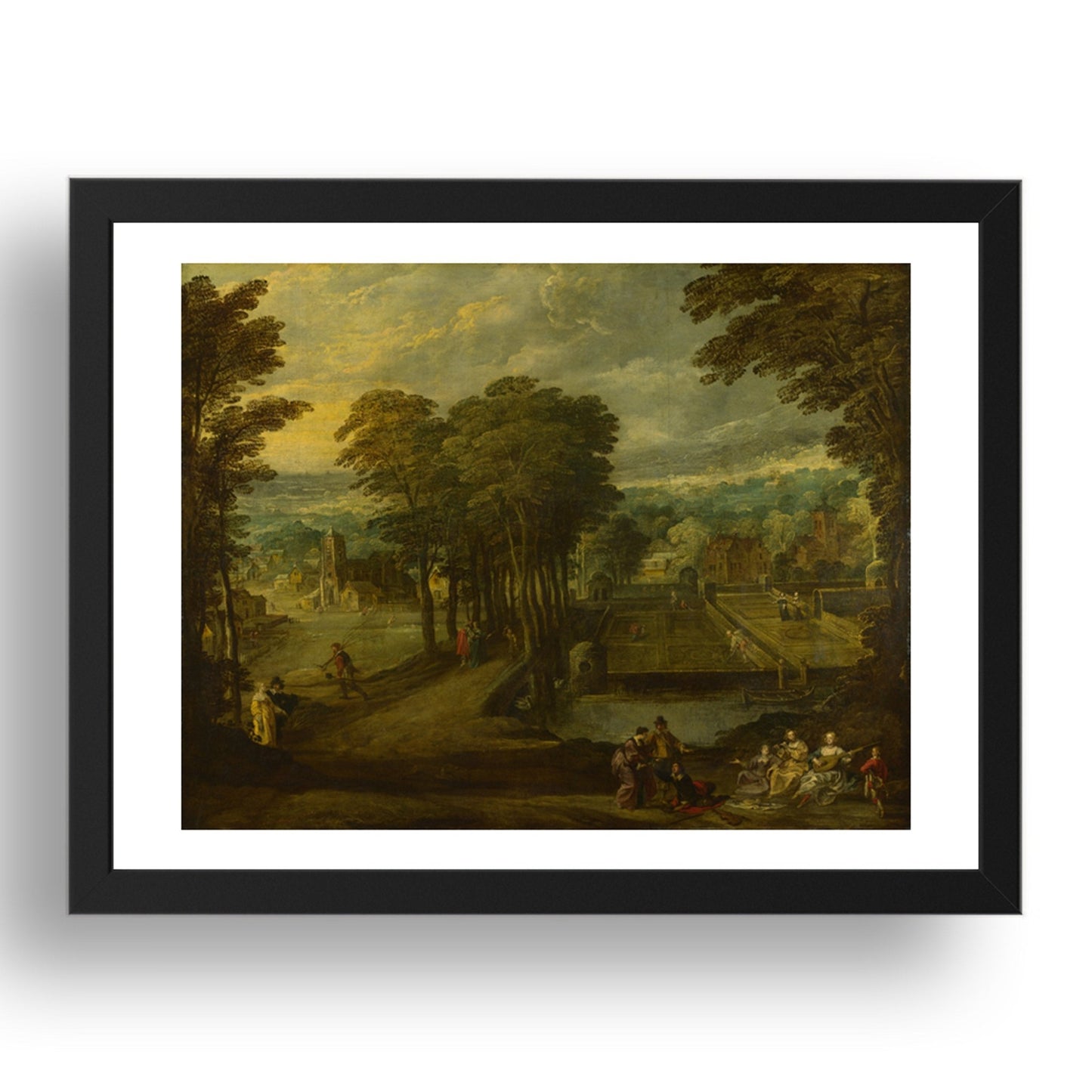 Style of Joos de Momper the Younger: A Music Party before a Village, Poster in 17x13"(A3) Frame