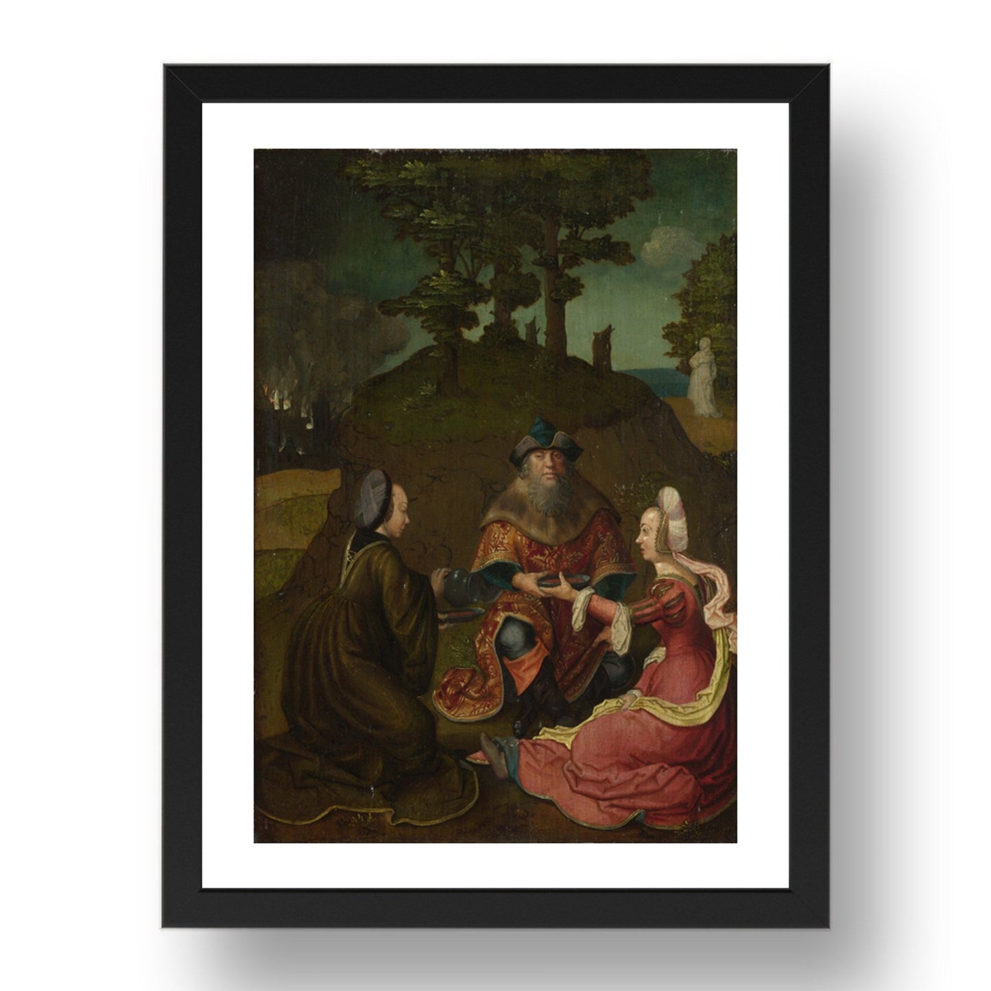 Style of Lucas van Leyden: Lot's Daughters make their Father drink Wine, Poster in 17x13"(A3) Frame