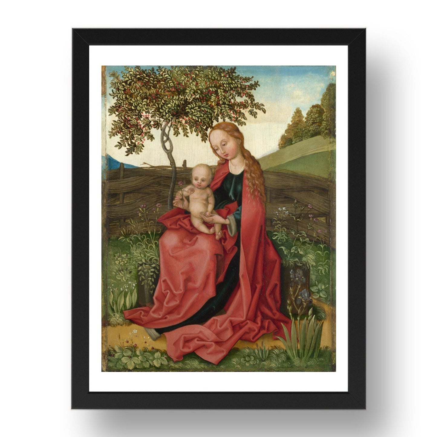 Style of Martin Schongauer: The Virgin and Child in a Garden, Poster in 17x13"(A3) Frame