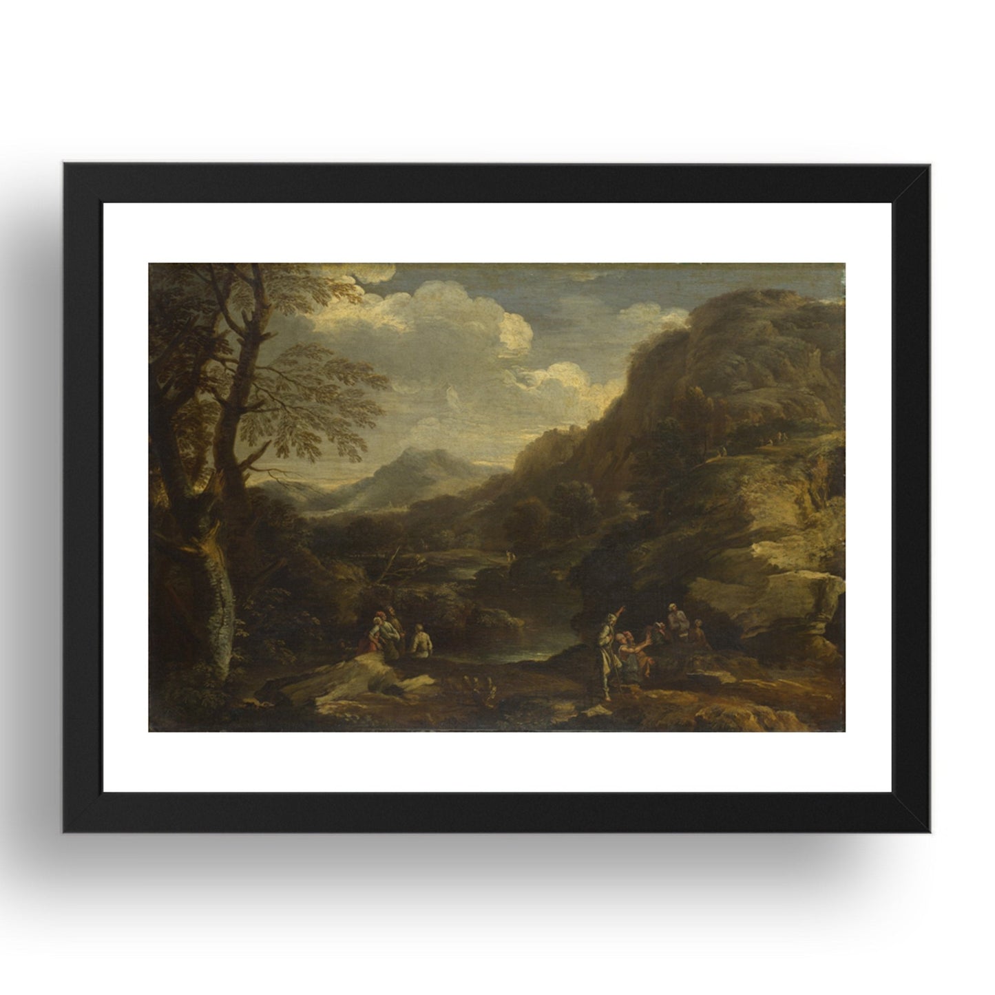 Style of Salvator Rosa: Mountainous Landscape with Figures, Poster in 17x13"(A3) Frame