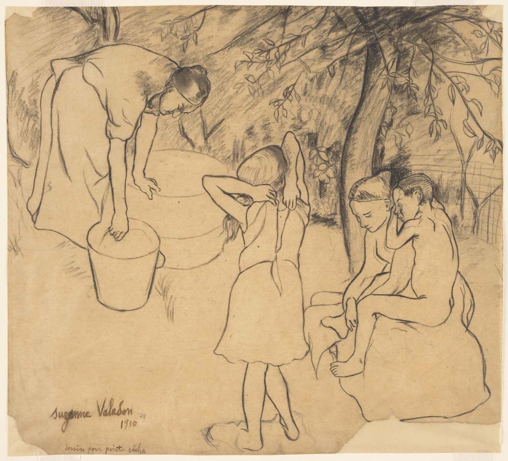 Suzanne Valadon - Children's Bath in the Garden, vintage art, A3 (16x12") Poster Print