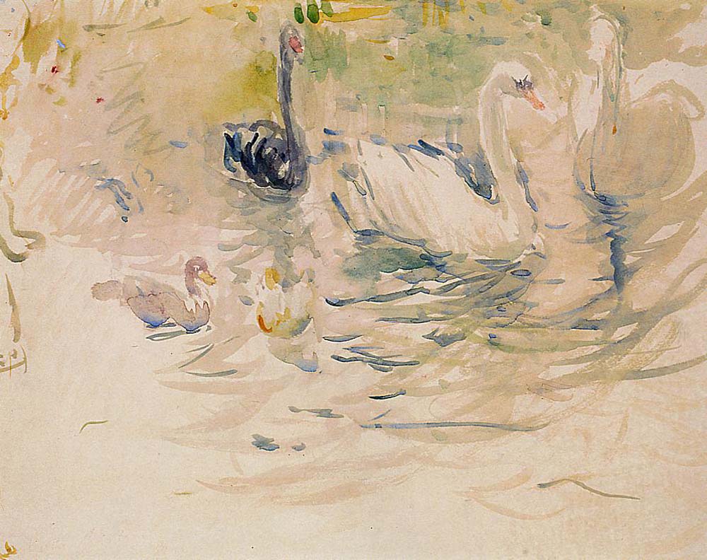 Swans - 1888 - by Berthe Morisot, vintage art, modern poster print