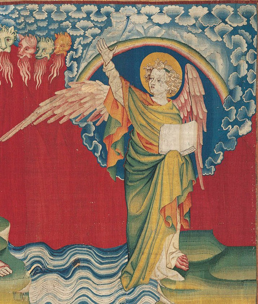 Tapisserie Apocalypse de Saint Jean (Detail: Tapestry of the Apocalypse of John), vintage artwork by Hennequin de Bruges, 12x8" (A4) Poster