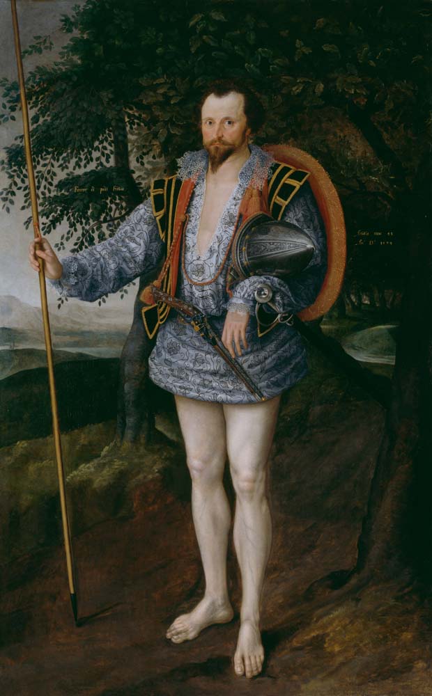portrait of captain thomas lee by M. Gheeraerts II, 12x8" (A4) Poster