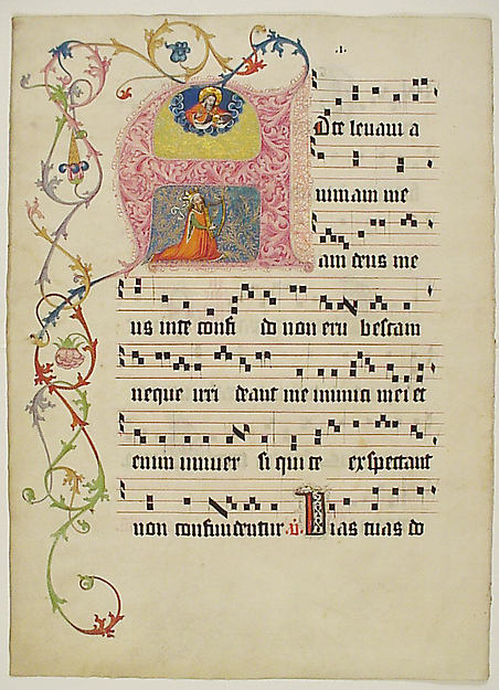 :Manuscript Leaf with Initial A from a Gradual second quarte-16x12"(A3) Poster