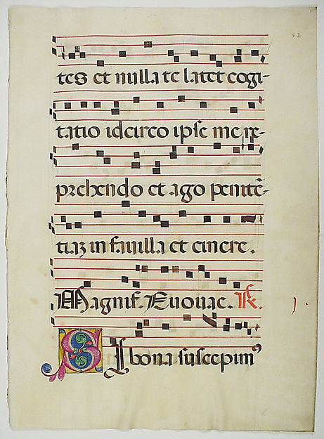 :Manuscript Leaf with Initial S from a Choir Book 15th centu-16x12"(A3) Poster