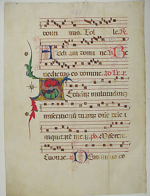 :Manuscript Leaf with Initial S from an Antiphonary 15th cen-16x12"(A3) Poster
