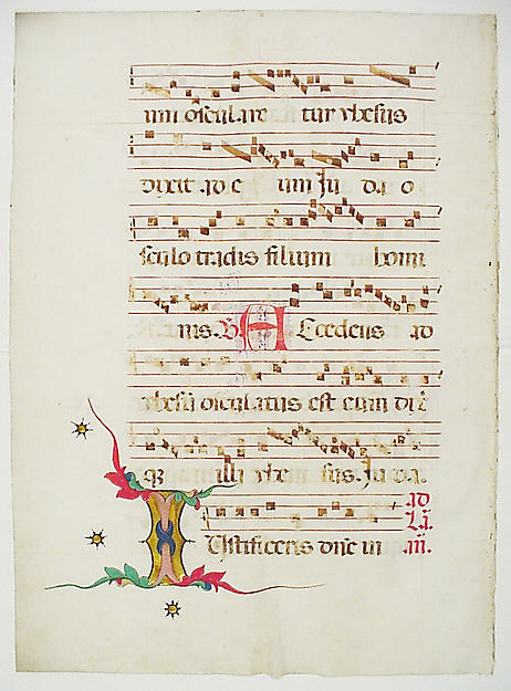 :Manuscript Leaf with Initial I from an Antiphonary 15th cen-16x12"(A3) Poster