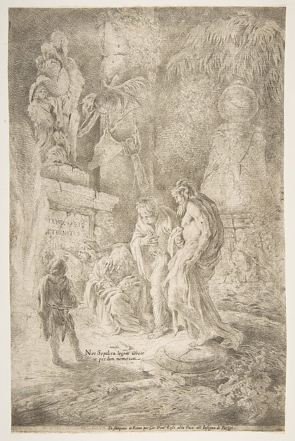 Temporalis Aeternitas' four scholars amongst ruins 1645-Giov, vintage art, A3 (16x12") Poster Print