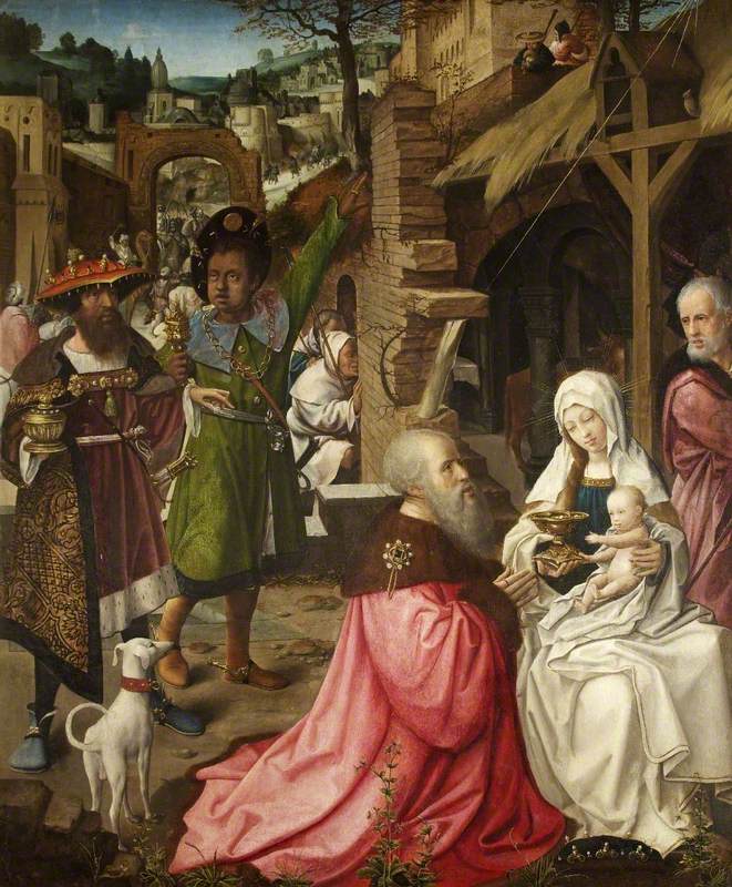 The Adoration of the Magi and Shepherds, vintage artwork by Jan Provoost, A3 (16x12") Poster Print