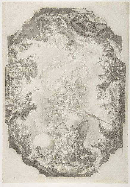 The Apotheosis of a Saint Project for a Ceiling 18th cent-Joh, vintage art, A3 (16x12") Poster Print