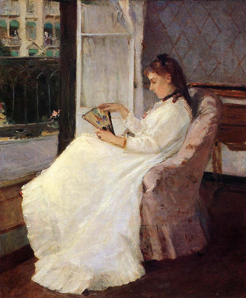 The Artists Sister at a Window - 1869 - National Gallery of Art - Washington USA by Berthe Morisot, vintage art, modern poster print