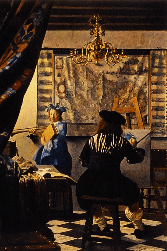 The Artist's Studio by Jan Vermeer, vintage art, modern poster print