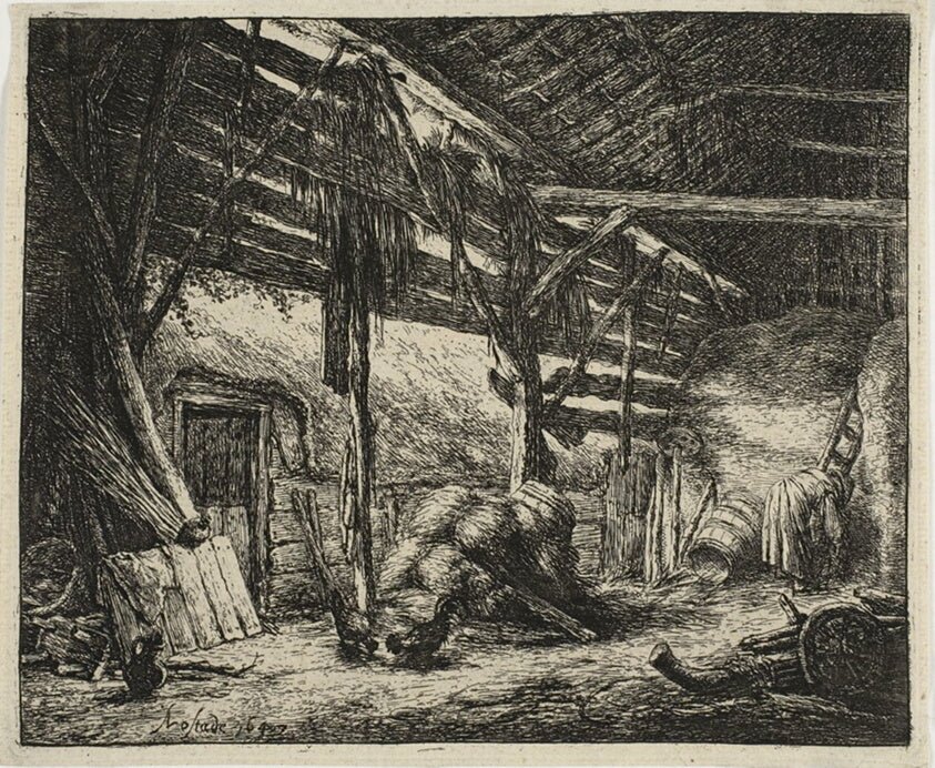 The Barn by Adriaen van Ostade, 23x16"( A2 size ) Poster Print