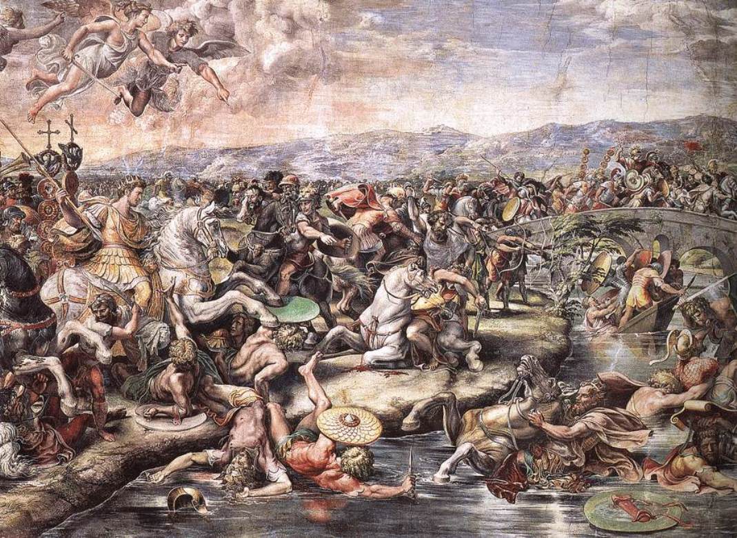 The Battle at Pons Milvius (detail) (Stanza di Constantino), vintage artwork by Raphael, A3 (16x12") Poster Print