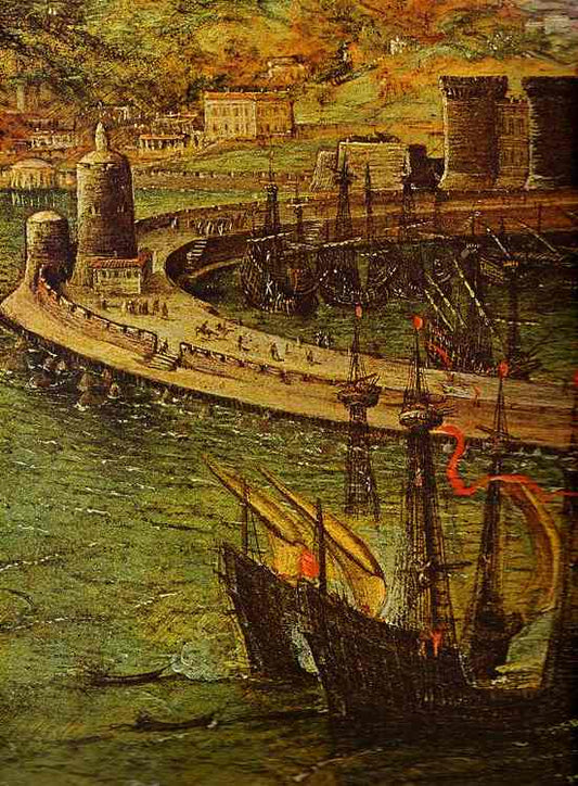 The Bay of Naples. Detail, vintage artwork by Pieter Bruegel the Elder, A3 (16x12") Poster Print