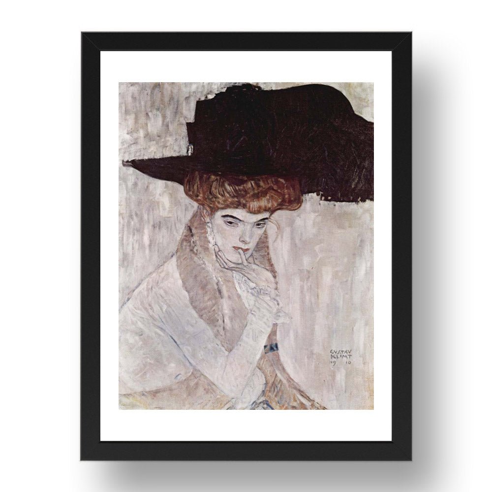 The Black Feather Hat 1910 by Gustav Klimt, 17x13" Frame