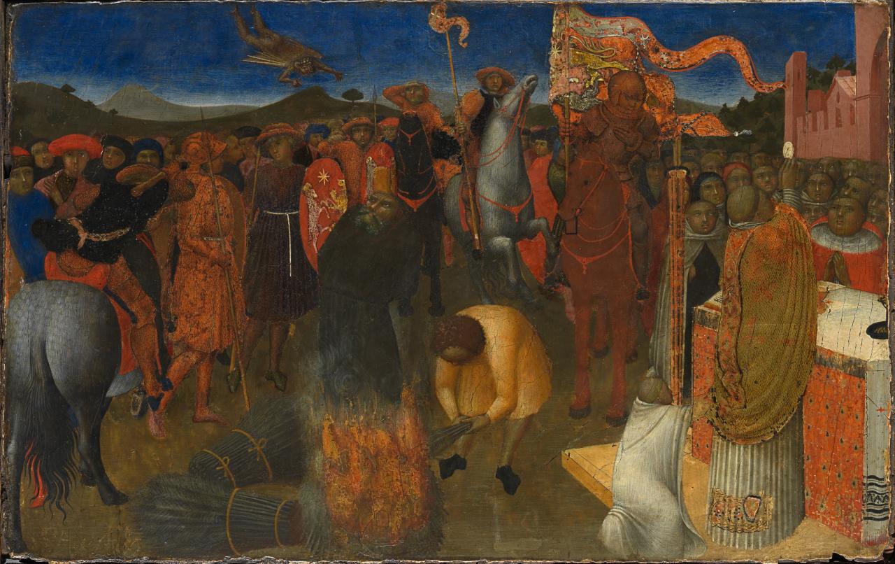 The Burning of a Heretic, vintage artwork by Sassetta, A3 (16x12") Poster Print