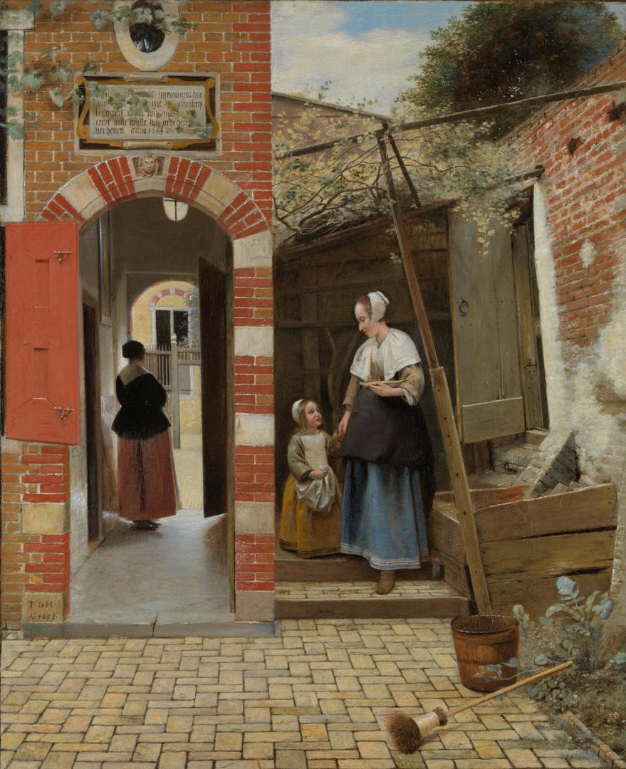 The Courtyard of a House Delft by Pieter de Hooch, vintage art, modern poster print