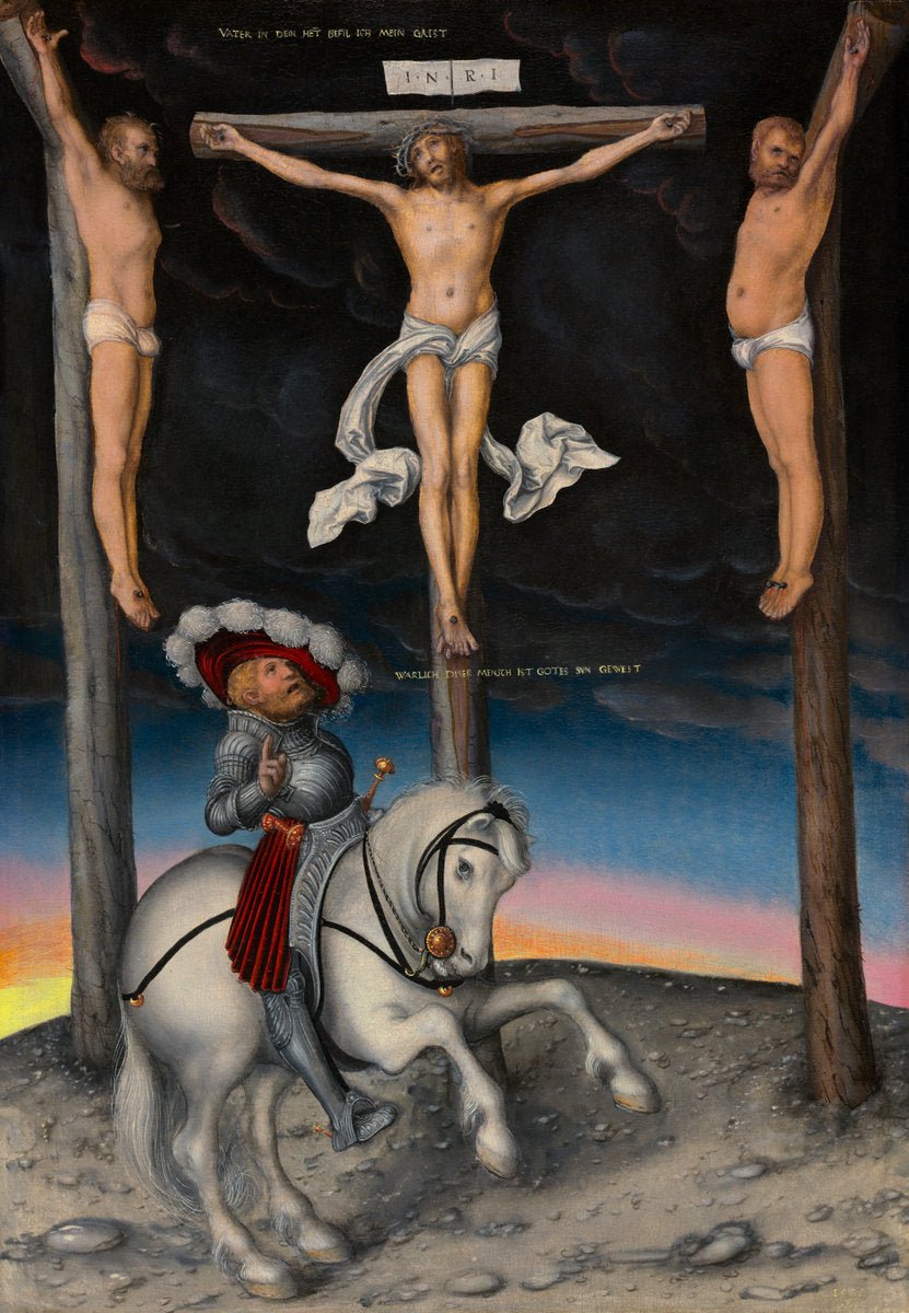 The Crucifixion with the Converted Centurion, vintage artwork by Lucas Cranach the Elder, A3 (16x12") Poster Print