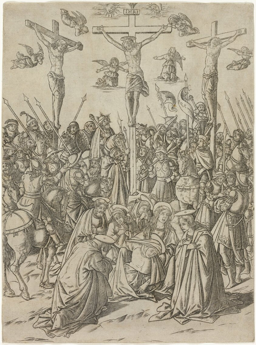 The Crucifixion with the Two Thieves, plate ten from the Life of the Virgin and Christ by Francesco Rosselli, 23x16"( A2 size) Poster Print