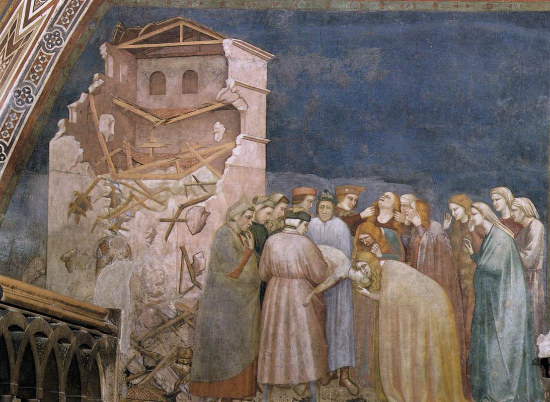 The Death of the Boy in Sessa (North transept, Lower Church, San Francesco, Assisi), vintage artwork by Giotto, 12x8" (A4) Poster
