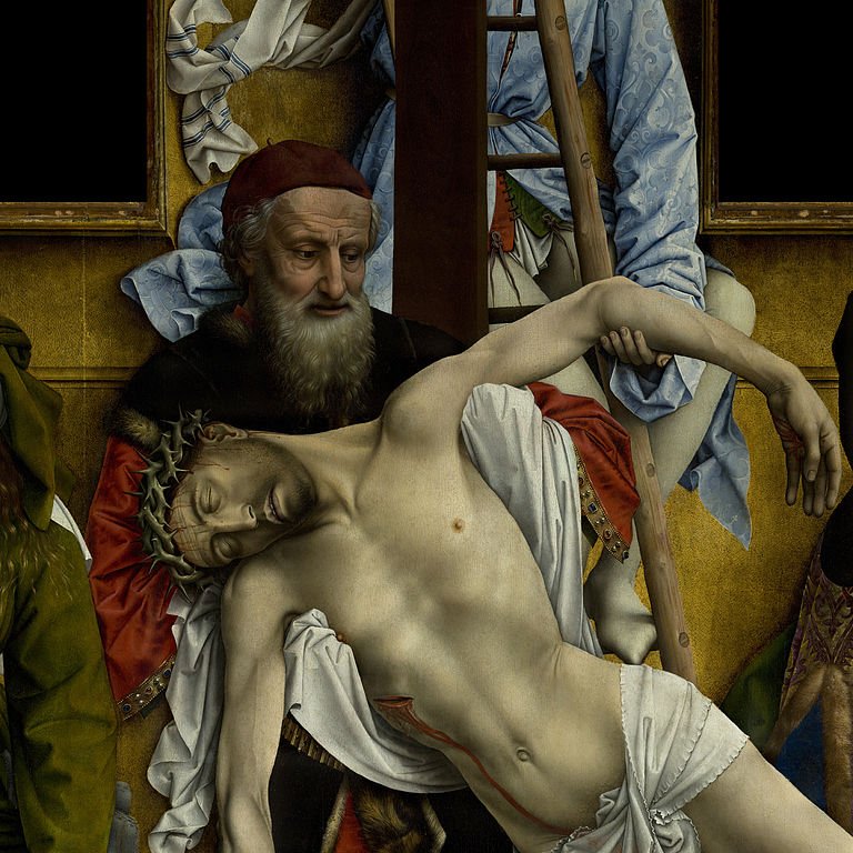 The Descent from the Cross (detail), vintage artwork by Rogier van der Weyden, A3 (16x12") Poster Print