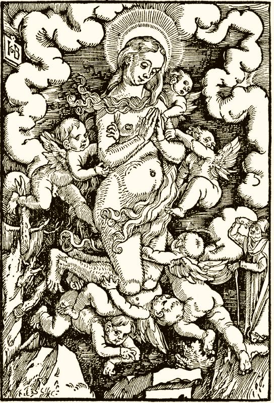 The Elevation of Mary Magdalene, vintage artwork by Hans Baldung, A3 (16x12") Poster Print