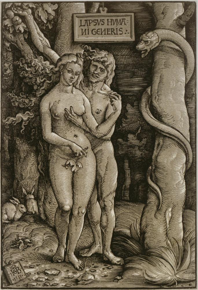 The Fall of Man (Der Sündenfall), vintage artwork by Hans Baldung, A3 (16x12") Poster Print
