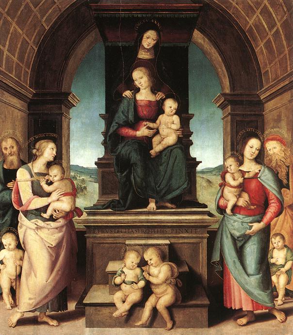 The Family of the Madonna, vintage artwork by Perugino, A3 (16x12") Poster Print