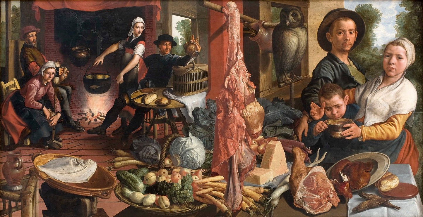 The Fat Kitchen. An Allegory, vintage artwork by Pieter Aertsen, A3 (16x12") Poster Print